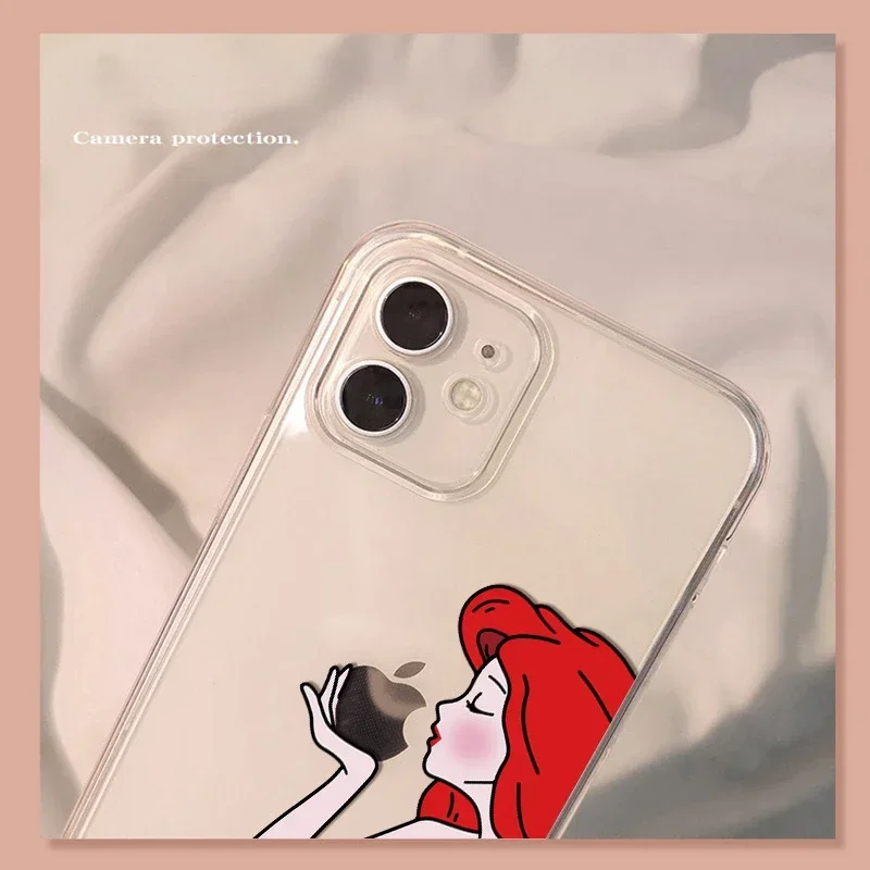 Disney Clear Snow White Phone Case For iPhone 15 14 11 12 13 Mini Pro MAX Mini 7 8 Plus XR XS SE Alice Soft Silicone Cover Funda