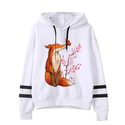 Youthful Woman Clothes Graphic Fox Peach Blossom Butterfly Women Sweatshirts Graphic Long Sleeves Harajuku Fashion Casual Hoodie