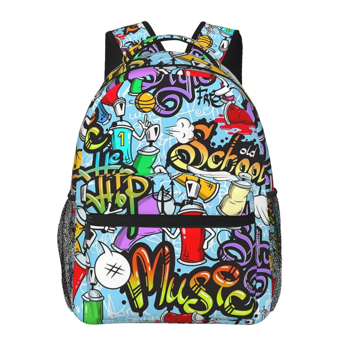 

Hip Hop Music Graffiti Backpacks Boys Girls Bookbag Children School Bags Cartoon Travel Rucksack Shoulder Bag Large Capacity