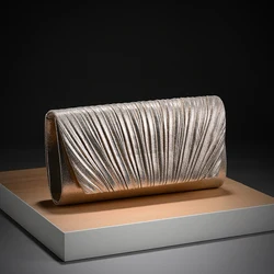 New fashion evening party clutch bag pleated evening chains shoulder bag Wedding party gift hand bag for women