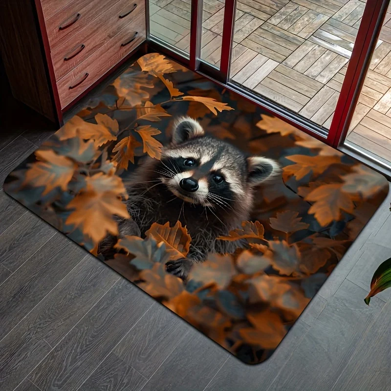 

Cutie Raccoon Theme Kitchen Carpets Flannel Anti-slip Bathroom accessories Mat for Livingroom Entrance Foot mat Home Decorations