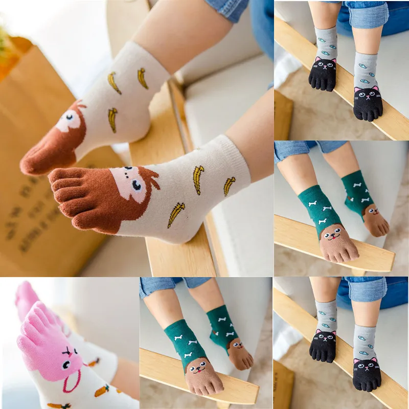 New Year Kawaii Five Finger Sock Children Socks Cotton Animal Boys Girls Socks Toe Socks For Kids