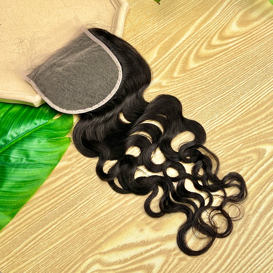 موجة طبيعية 5x5 الدانتيل الشفاف إغلاق اللون الأسود الطبيعي 100% الشعر البشري قبل قطعها ابيض عقدة الخام شعر بشري لعذراء