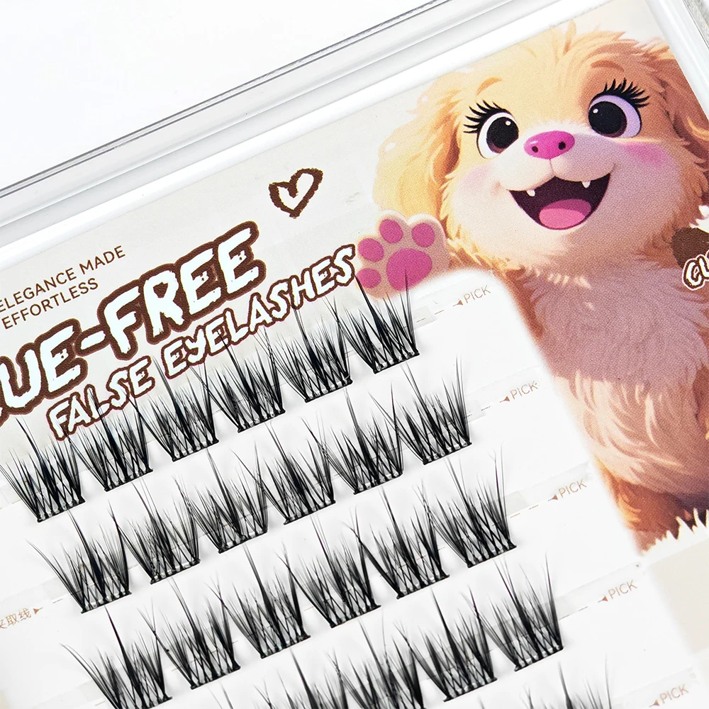 Yelix Kleberfreie falsche Wimpern, selbstklebende DIY-Cluster-Wimpern, natürliche tägliche Wimpern für koreanisches Augen-Make-up-Werkzeug, 10 Reihen