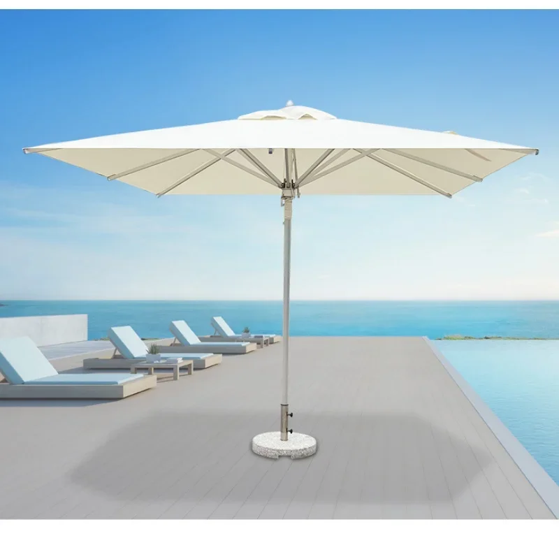 Garden Swimming Pool Aluminum Parasol Waterproof Patio Beach Leisure Cafe Park Furniture Outdoor Round Sun Umbrella With Base