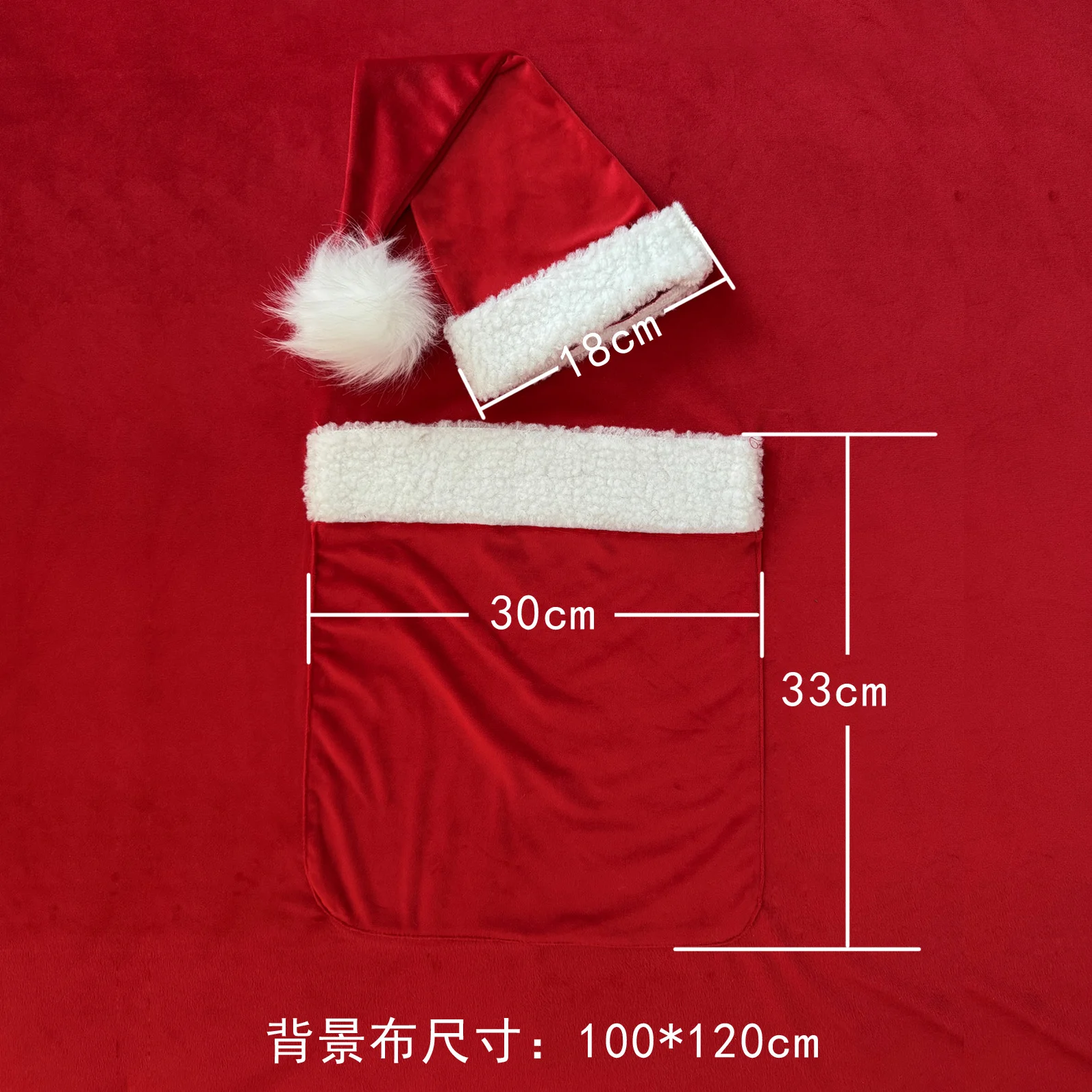 ❤️Newborn Photography Clothing Christmas Hat+Pocket Background Cloth 2Pcs/set Studio Baby Photo Prop Accessories Santa Outfits