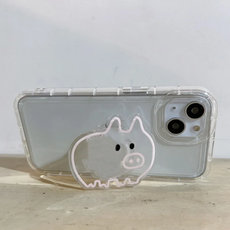 Coreano bonito dos desenhos animados linear pigle grip tok griptok suporte do telefone suporte para iphone 15 samsung universal acessórios titular