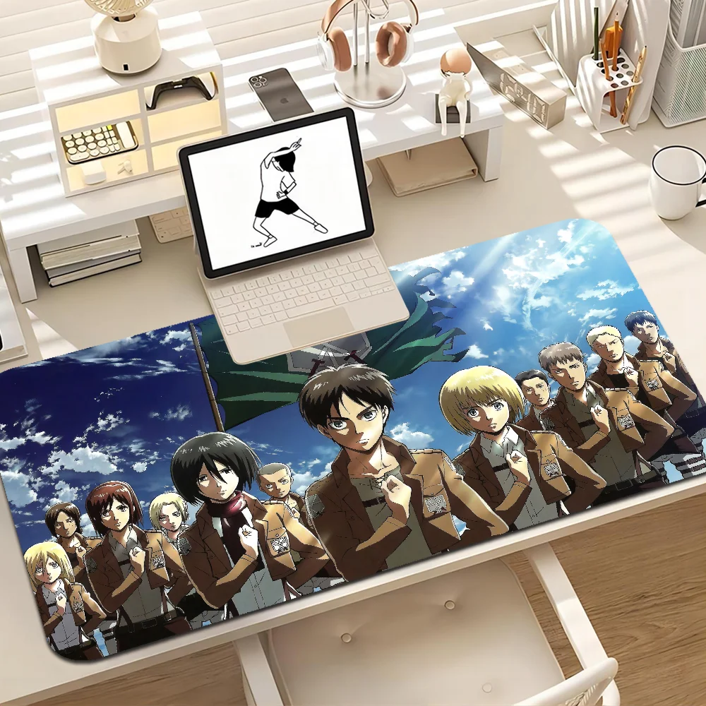 

A-Attack On T-Titan Mousepad 80x30cm XL Lockedge Office Computer Desk Mat Table Keyboard Big Mouse Pad Laptop for Teen Girls Bed