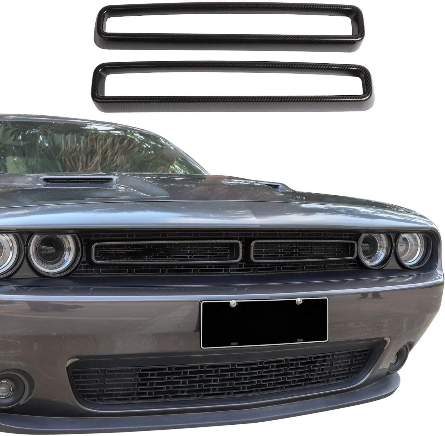 Compatible with Challenger ABS Carbon Fiber Front Grille Inserts for 2015-2022 Dodge Challenger Accessories, 2pcs