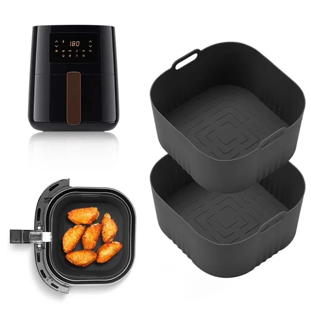 Bandeja de silicona reutilizable cuadrada para freidora de aire, molde para pan con tapete de silicona, molde para pasteles para herramientas de parrilla HD9252, HD9200 y HD9255