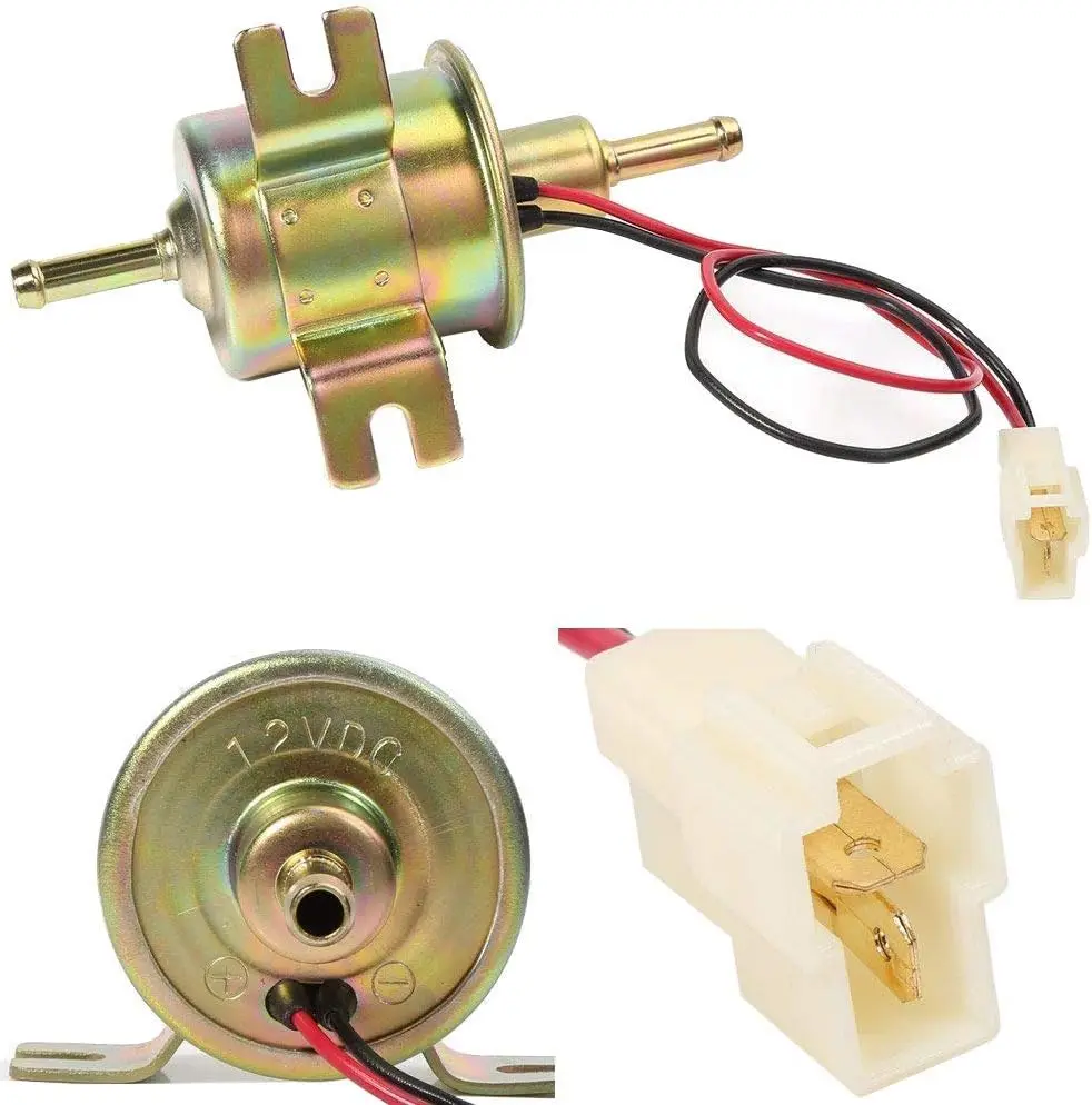 Electric Fuel Pump 12V Electric Transfer Universal Low Pressure Gas Diesel Transfer Inline Fuel Pump 2.5-4psi HEP-02A for Lawn