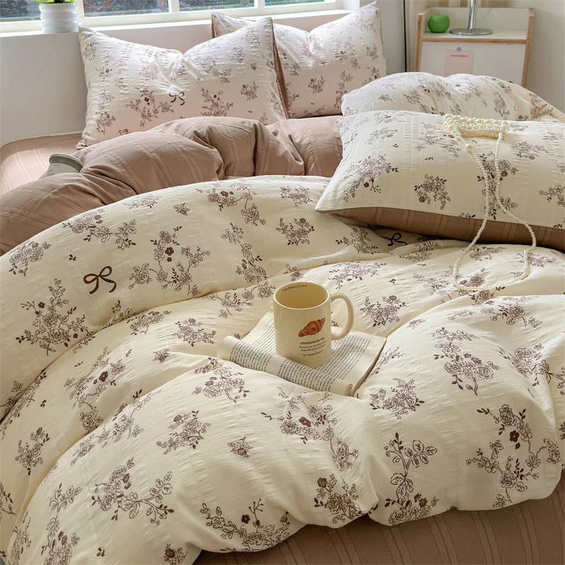 

Washed Cotton Bedding Comforter Set Pillowcase bed sheet Single Full Size Bed Linen Duvet Cover Set Queen/King Double Size