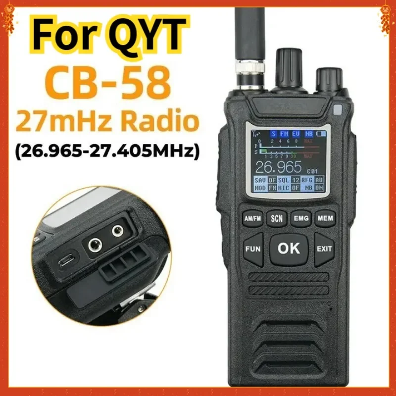 SWZY CB-58 Walkie Talkie 27MHz forQYT CB Radio AM/FM 26.965-27.405MHz Channels 4100mAh Citizen Band Radio Handheld Radios Transc