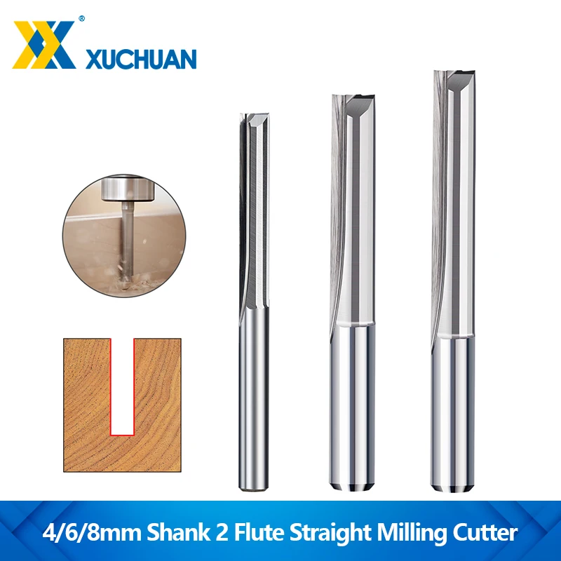 

Straight Milling Cutter 4 6 8mm Shank 2 Flute Carbide End Mill CNC Router Bit for Woodworking Tools Engraving Bit Straight Slot