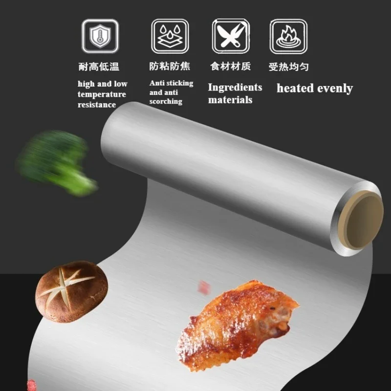 1 Roll Thickened Baking Special Tin Foil Food Multi Grade Specification Aluminum Foil Heat-resistant High-quality Silver Paper