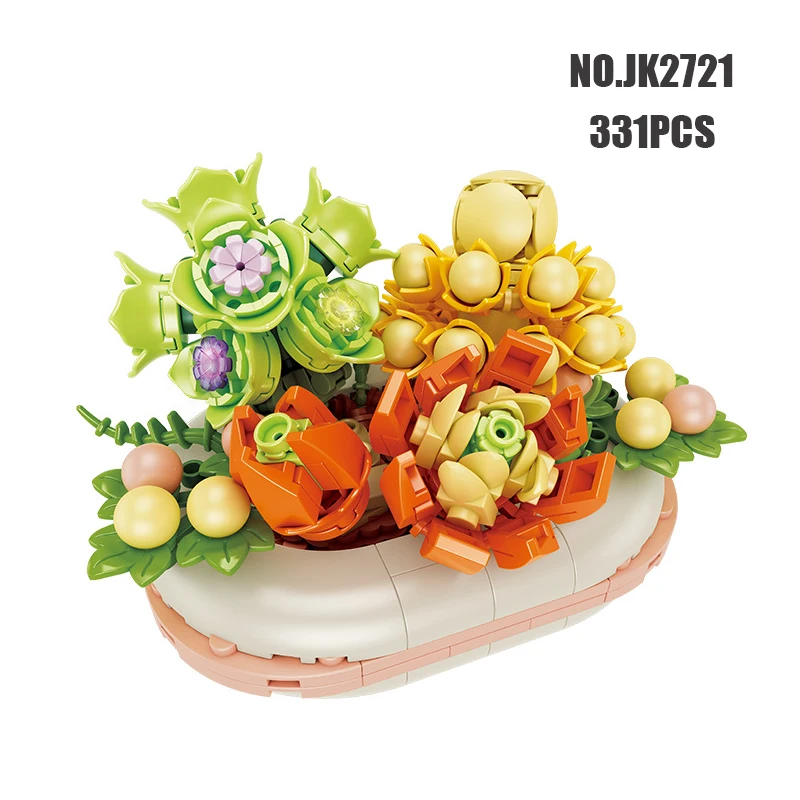 Mini blocchi in vaso fai da te creativo decorazione della casa piante fiori stami luminosi giocattoli assemblati regali di festa per bambini