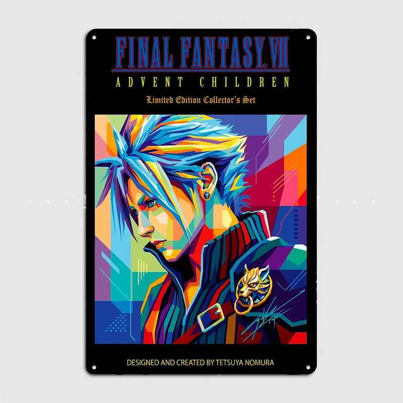 Final Fantasy VII Advent Children Pop Poster Metal Sign Custom Bedroom Room Decor Home Wall Decor Posters Indoor Wall Decoration