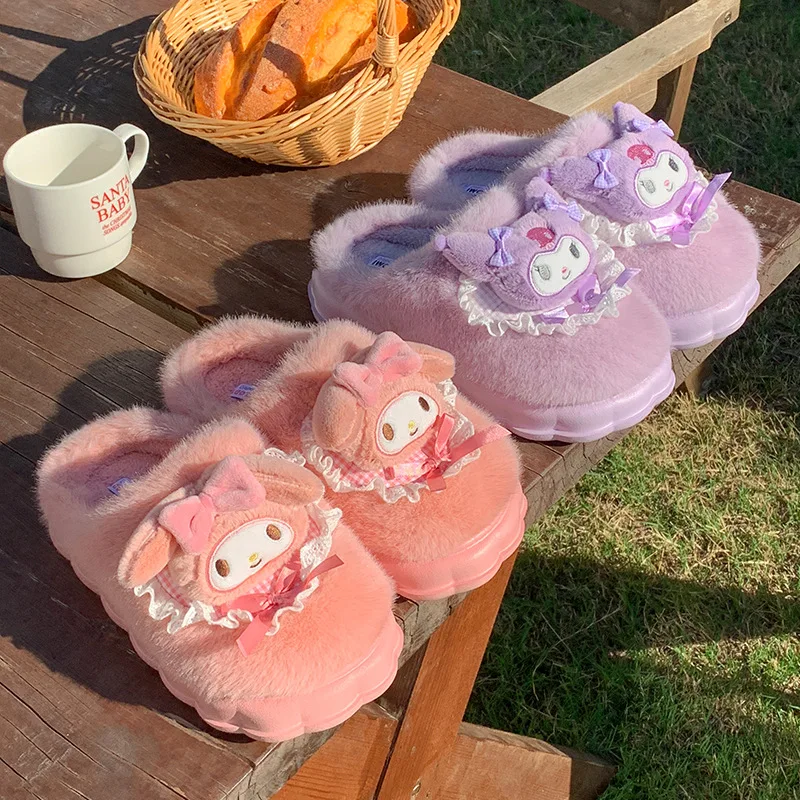 

Детские тапочки Домашняя обувь Мультфильм ​ Хлопковая зимняя обувь с изображением кота и кролика для девочек, теплая черная, розовая обувь с мягкой подошвой, размер 36-41