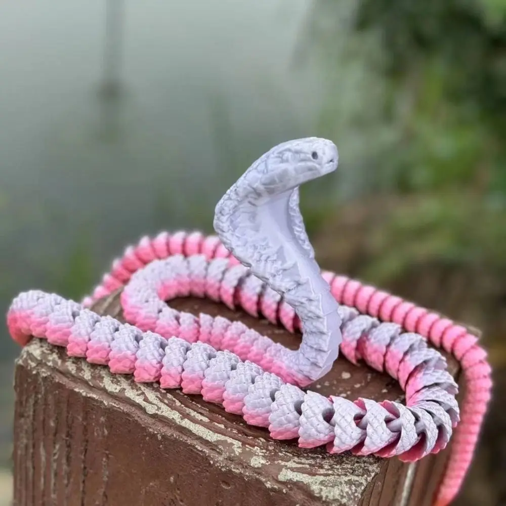 Realistic 3D Printed Snake 30/45/60cm Rotatable Cobra Ornament Handmade Multicolor Animal Simulation Model Home Decor