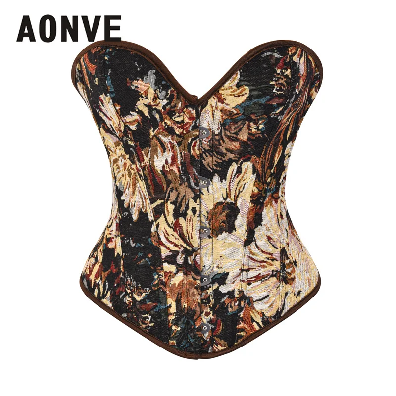 

Women'S Slimming Corset Belt Waist Shaper Strong Flower Pattern Lace-Up Vintage Elegant Lady Party Gothic Clothes