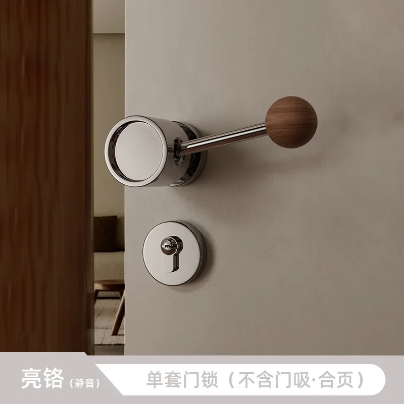 

Push magnetic suction silent lock indoor Chinese wind door handle black walnut door lock