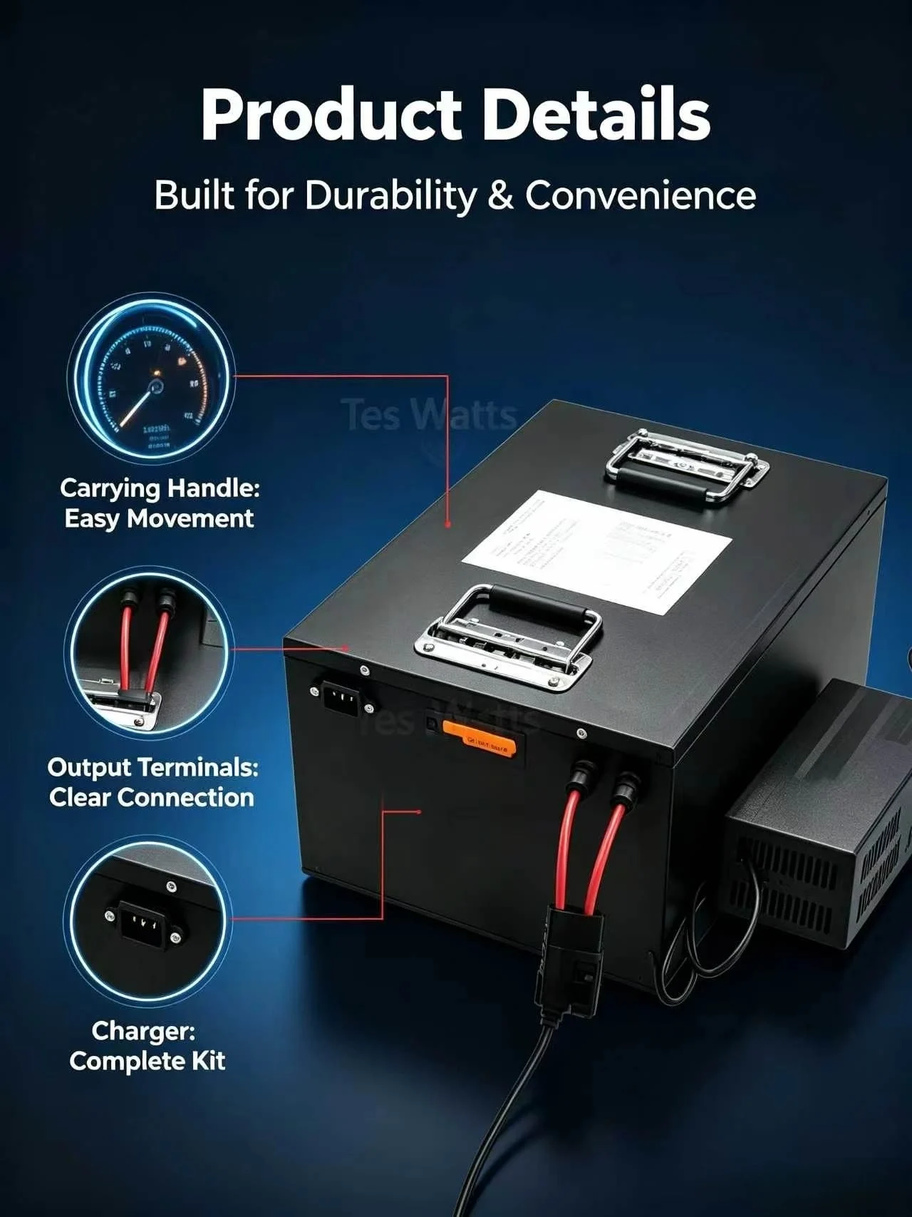 lifepo4 48v 100AH ​​lithium battery with bluetooth BMS APP inverter solar energy storage and two-wheel small vehicle power