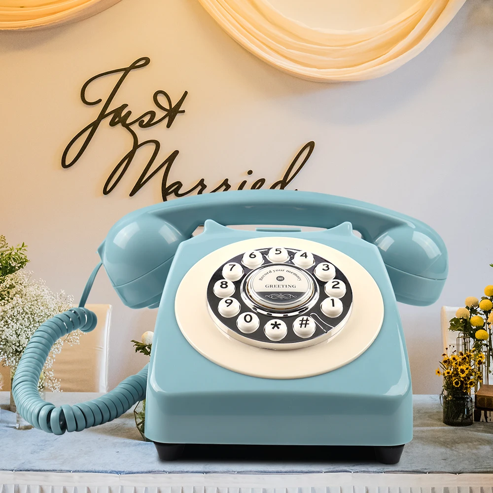 Imagem -04 - Cheeta-retro Audio Guest Book Telefone do Casamento Telefone com Fio