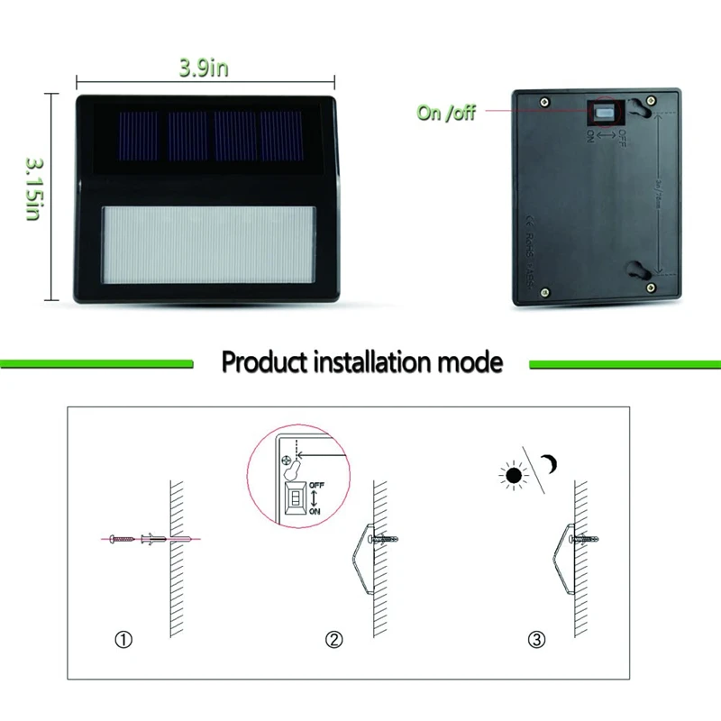 Luci solari per scale lampada da esterno a LED impermeabile a energia solare per esterni per Patio giardino cortile percorso esterno illuminazione a parete