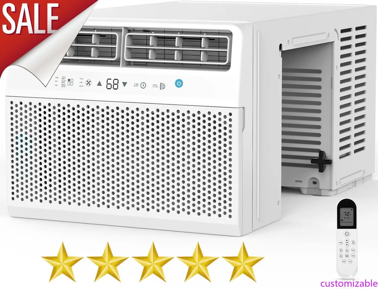 

Customizable Window Air Conditioner, 10000 BTU Window AC Unit, Cooling Room 450sq.ft, Fast Cooling, 24H Timer,Dehumidifier Mo, E