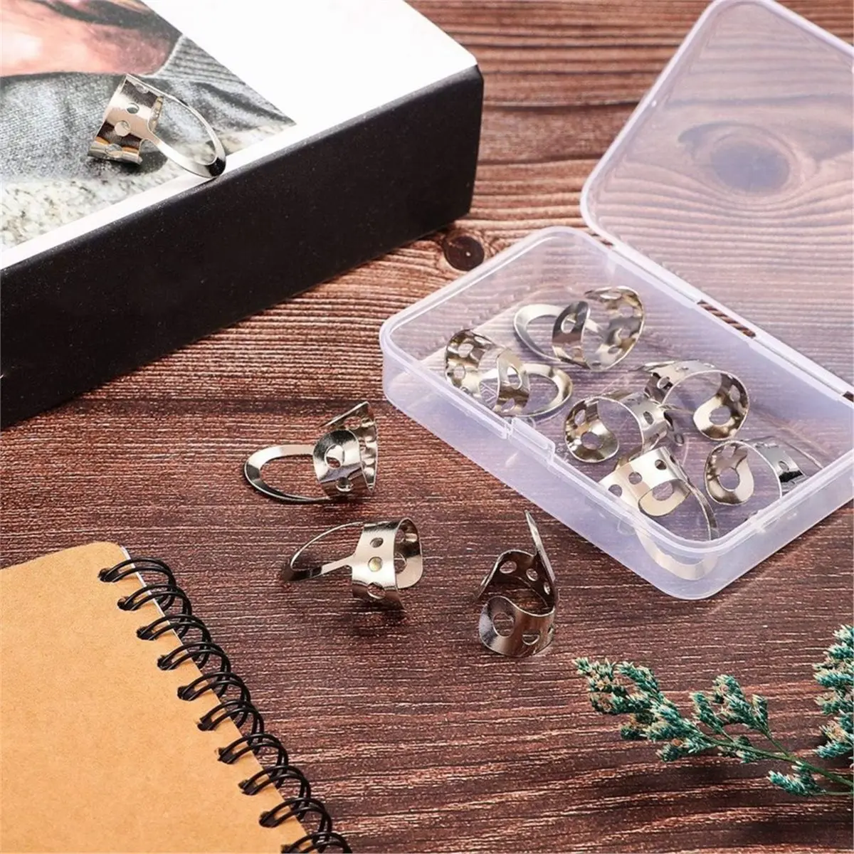 PROMOTION~ 12 Pcs Stainless Steel Metal Finger Picks, Open Design Including Finger Thumb Picks, Adjustable for Guitar, Banjo
