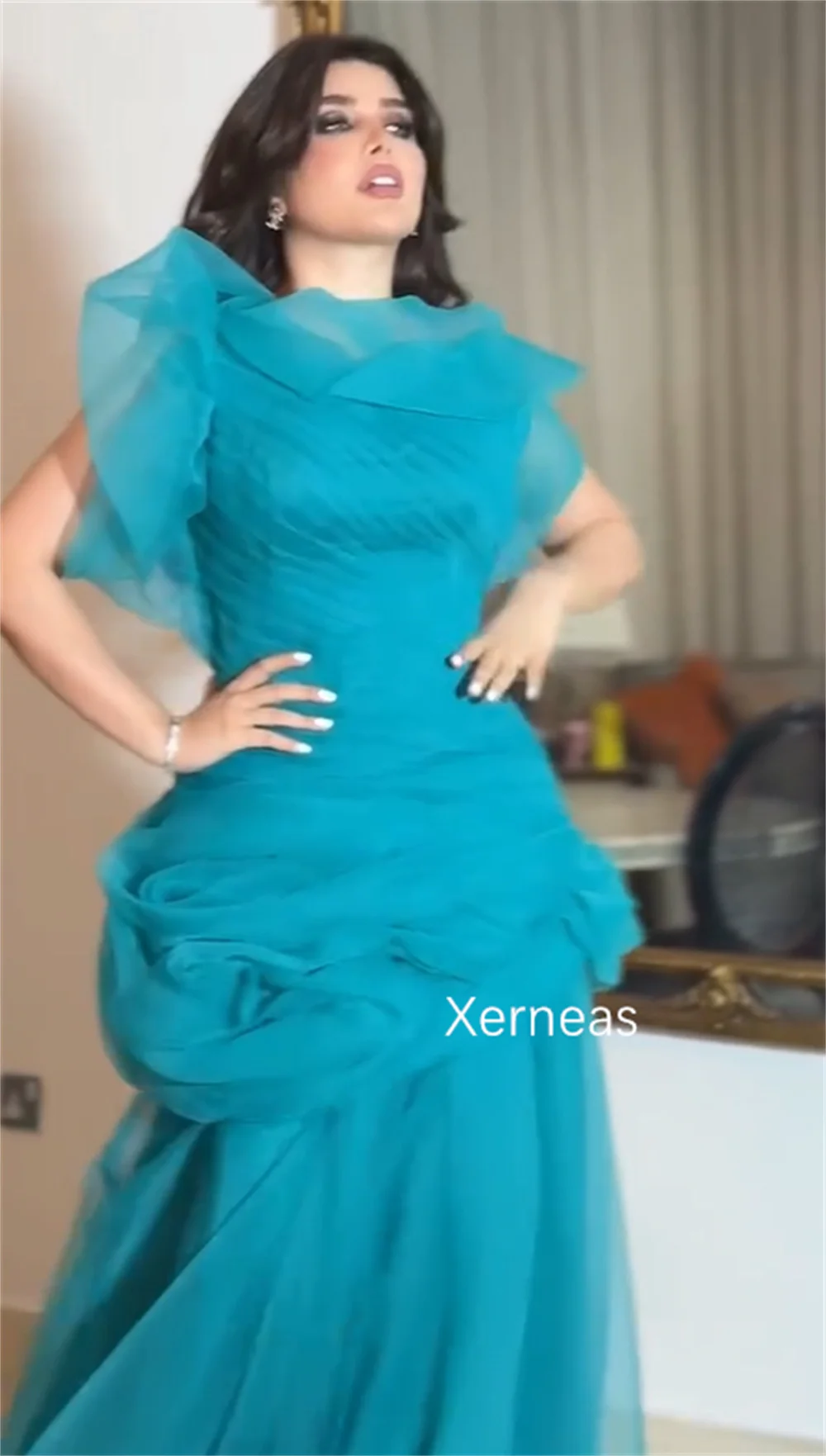 Customized Exquisite Pleat Trumpet One-shoulder Long Dresses Bespoke Occasion Dresses Sparkle High Quality