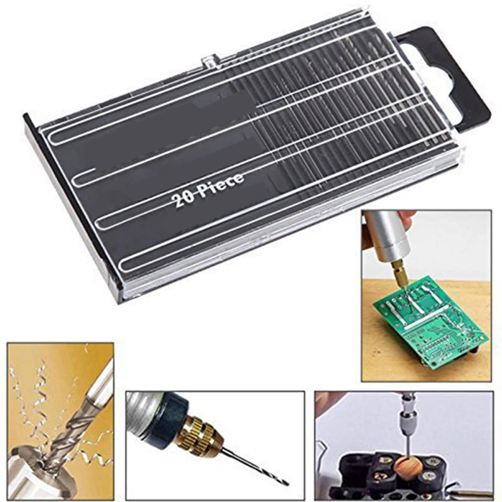 20Pc HSS Spiral Drill Bits 0.6mm-1.6mm Drilling Tool For Precision Crafts Jewelry Watch Repair Model Making Electronics Projects