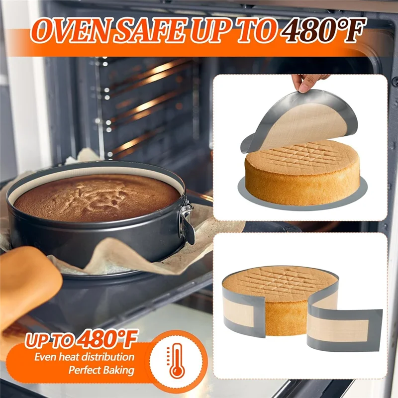 

Silicone Cake Baking Mats For 9Inch Springform Pan, 2Sets Nonstick Pan Protectors
