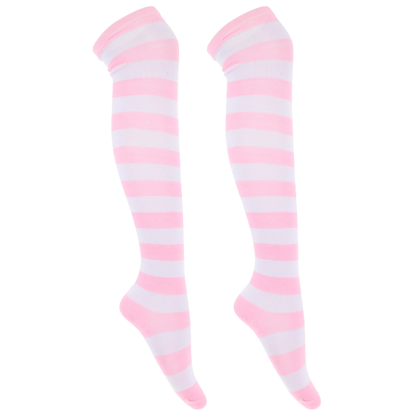 

Pink White Wide Striped Thigh High Stockings Over Knee Socks Women Durable Polyester Trendy Classic Costumes Cosplay Festival