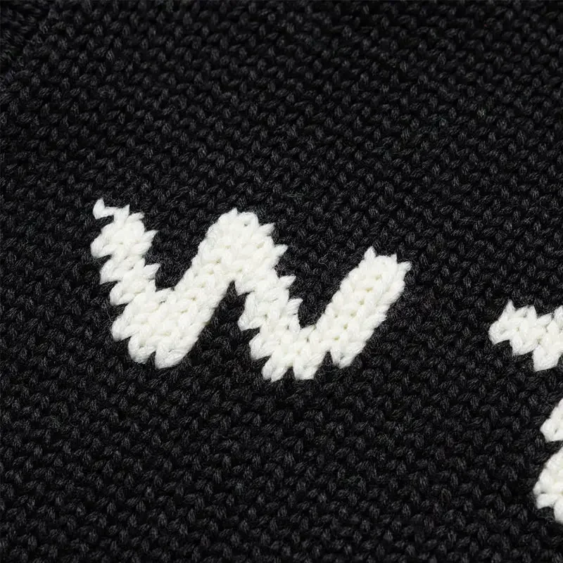 WTAPS Crewneck Knit Sweater Men Letter Logo Vintage Loose Fit Japanese Casual Pullover Couple Long Sleeve Knitted Top