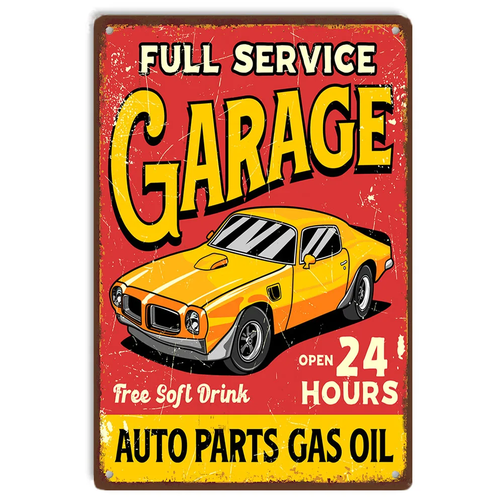 Full Service Garage Vintage Poster Metal Tin Signs Funny for Garage Home Bar Pub Club Man Cave Wall Decor