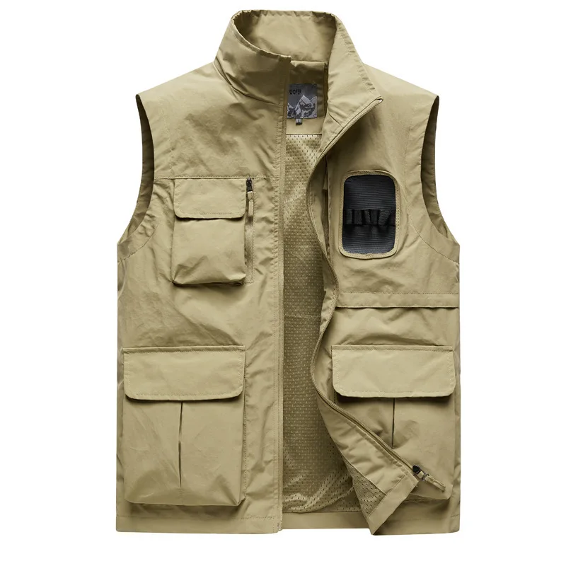 

Men Mesh Vest Multi Pockets Sleeveless Jacket Reporter Loose Outdoor Casual Thin Fishing Vests Waistcoat Tactical Hunting Vest