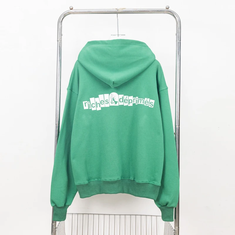 2024 Winter Clothing American Style ERD Grass Green Letter Logo Hoodie Men Women High Street Loose Casual Pullover