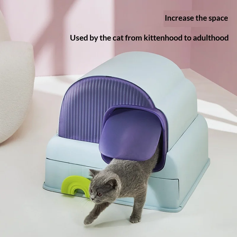 Caja de arena cerrada para gatos, control olores y fácil limpieza - imagen 4