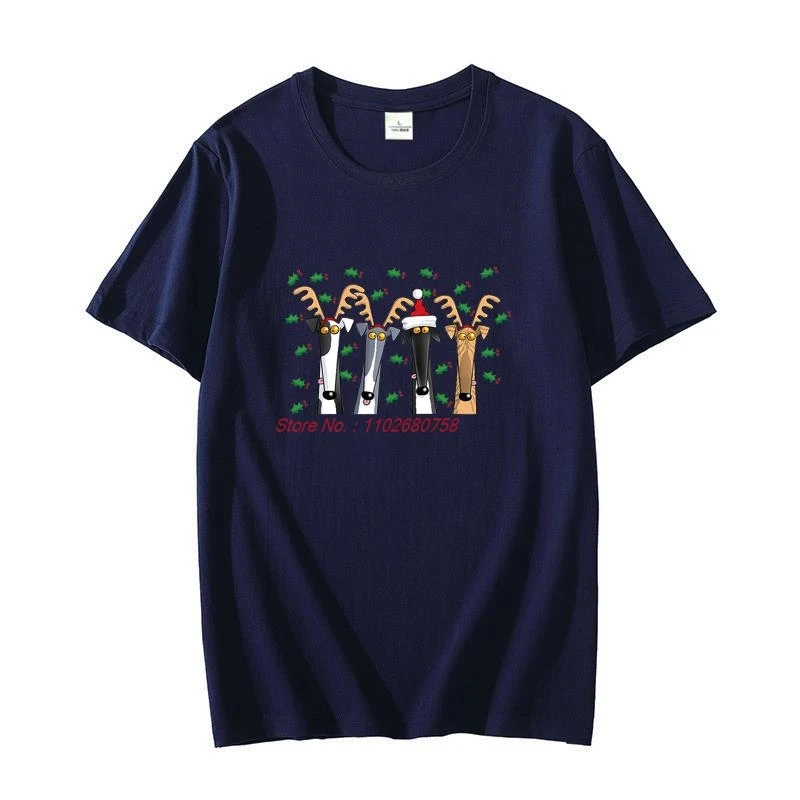 Christmas Antlers Greyhound Dog Love My Pet graphic t shirts cotton T-shirt Oversized short sleeve t-shirts Men's clothing