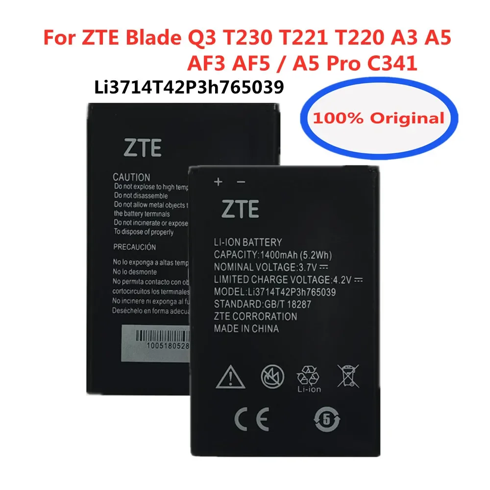 New Li3714T42P3h765039 Rechargeable Battery For ZTE Blade Q3 T230 T221 T220 A3 A5 AF3 AF5 A5 Pro C341 Smart Mobile Phone Bateria