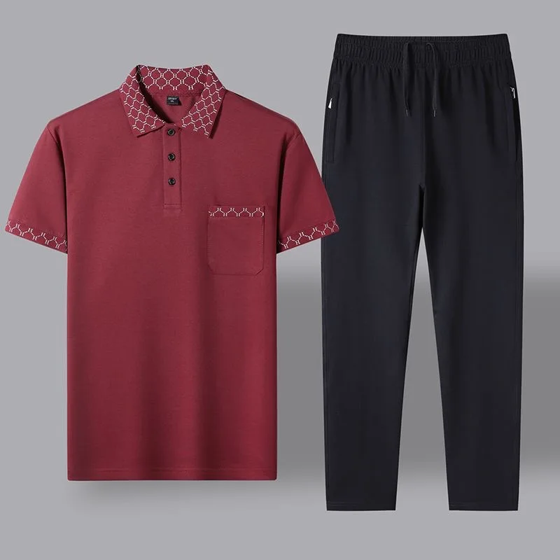 Summer New Fashion Trendy Pure Cotton Breathable Short Sleeve Shirt Set Men's Casual Loose Sport High Quality Two-Piece Set view 5
