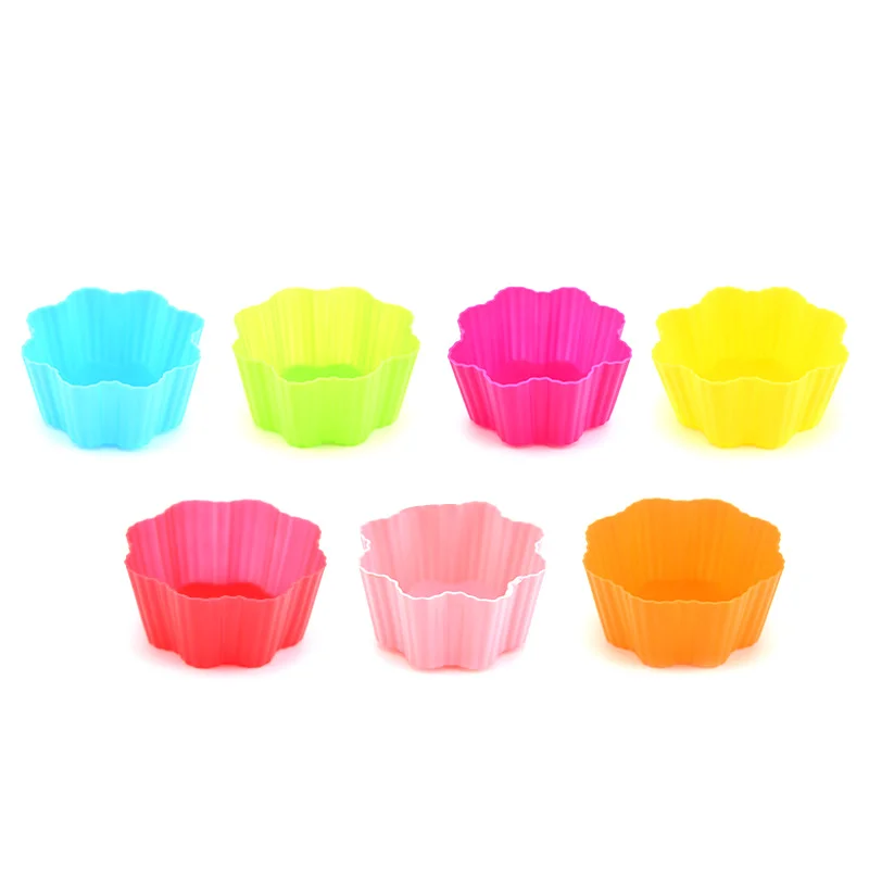 Flor Silicone Muffin Bolo Copos, Home Creative Baking Moldes para Jelly Pudding e Cookie