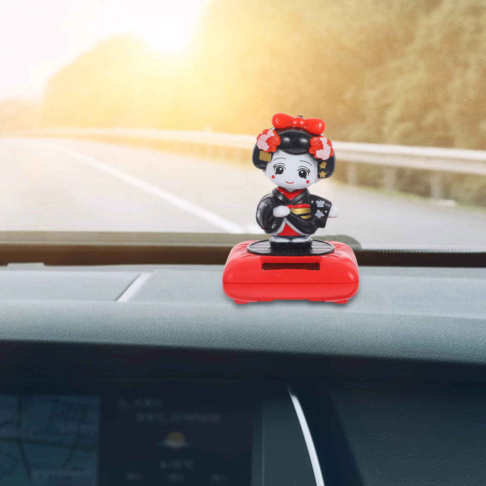 Cartoon Shaking Head Kimono Solar Energy Kimono Ornament for Car Solar Car Kimono car ornaments