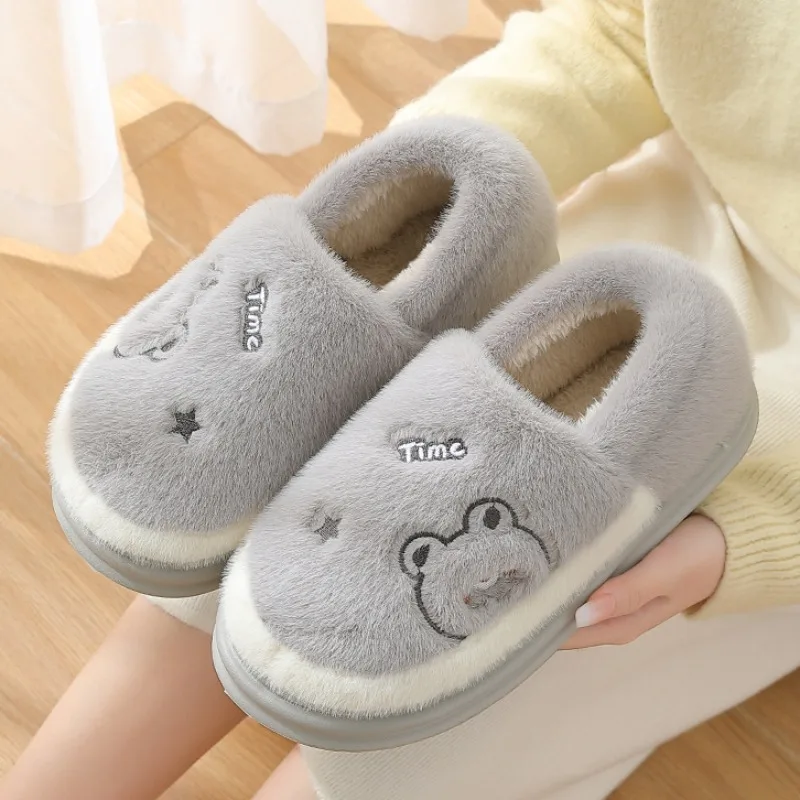 Schattige Beer Home Katoenen Slippers Dames Winter Cartoon Indoor Home Warm Dikke Bodem Antislip Thuis Katoenen Schoenen Heren