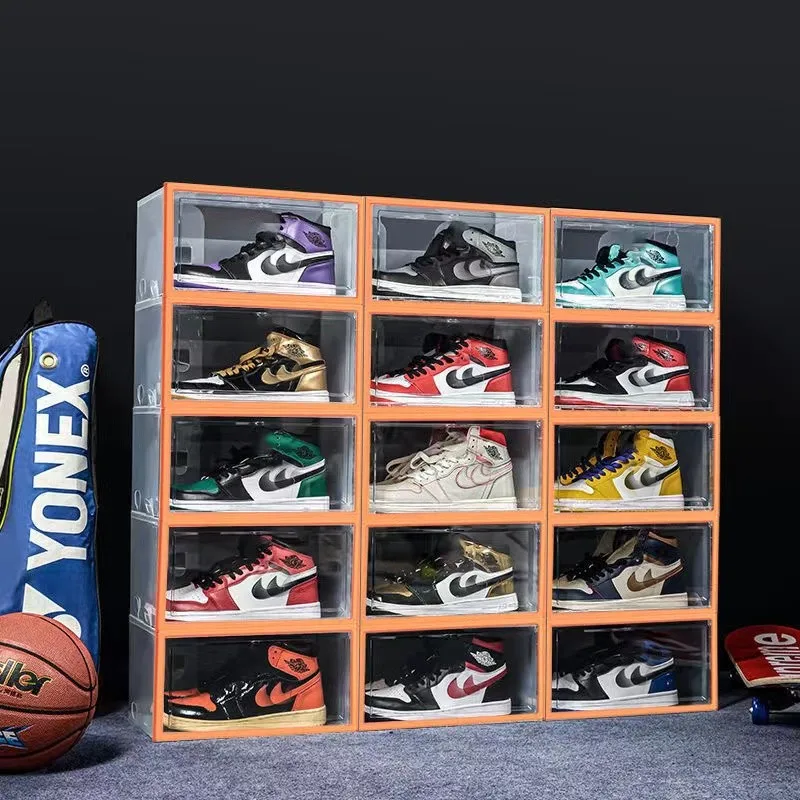 1PC Plastic Shoes Case Transparent Shoes Drawer Stackable Shoe Boxes Organizers Dustproof Shoe Cabinet Sneaker Box Shoe Display