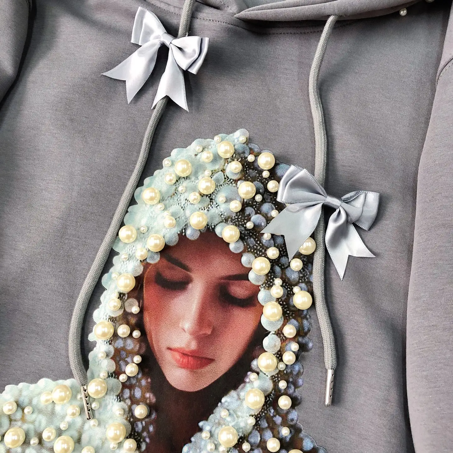 Autumn New American High Street Heavy Industry Beaded Character Printing Trendy Cool Fashion Hooded Sweatshirts Women 2025