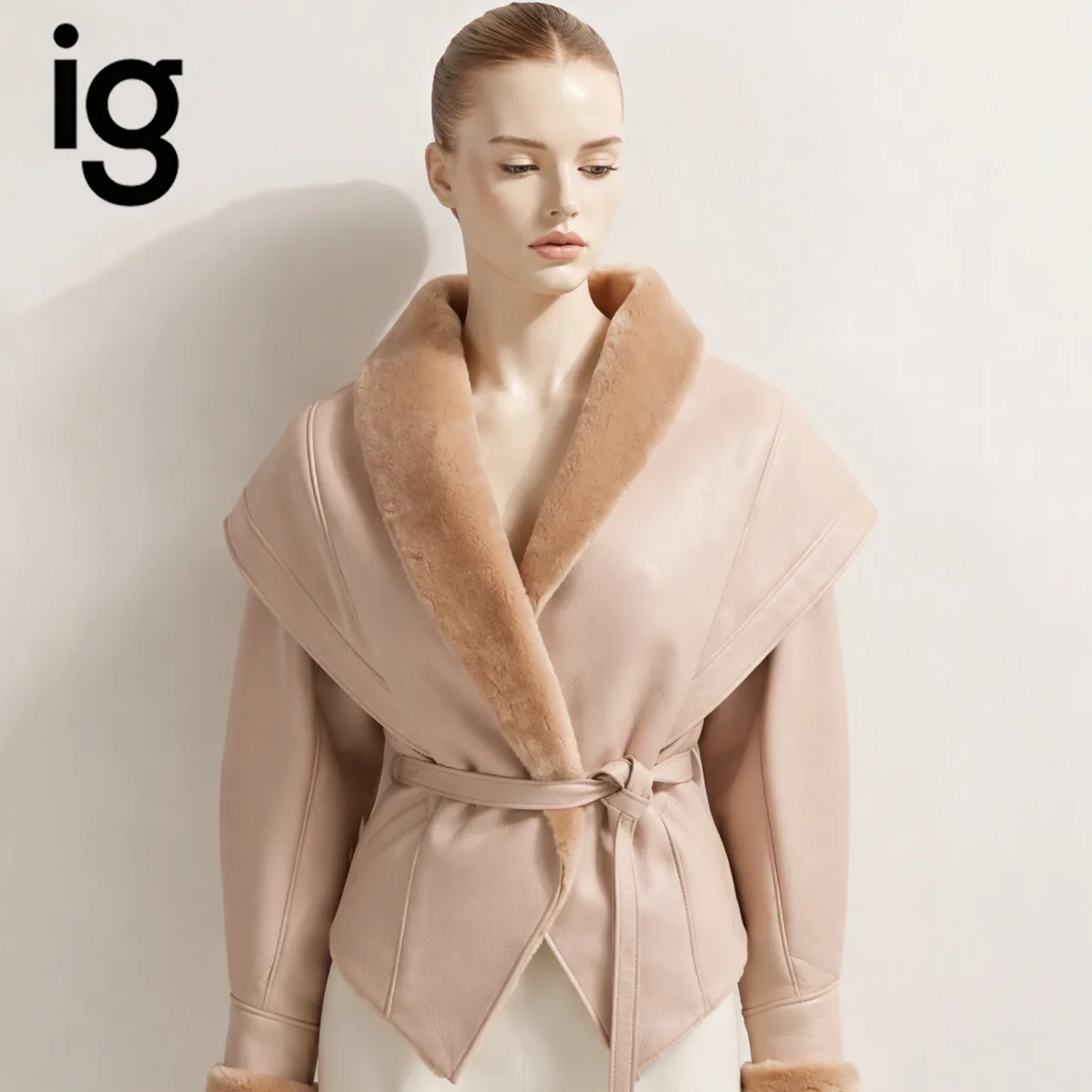 IG 2026 Lady's New Winter Leather Coat With Insulation And Concealed Fasteners - Fur-Lined For Warmth And Comfort, High-Quality
