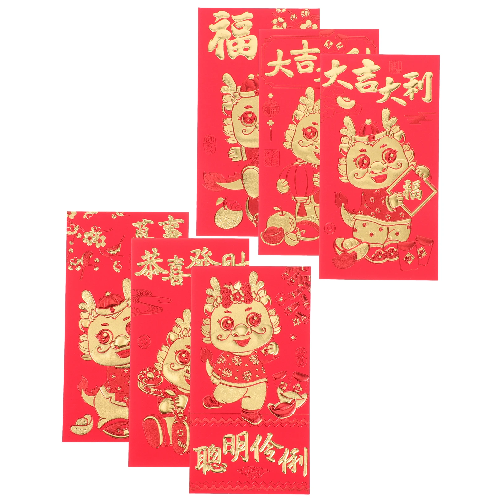 

12 Pcs Traditional Red Packet Year of The Dragon Envelope Bag Envelopes Lucky Chinese Spring Festival