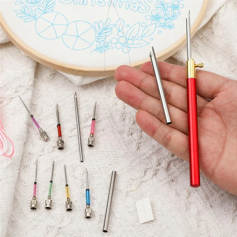 KB-13Pcs لكمة إبرة أطقم قابل للتعديل لكمة إبرة أداة الخياطة الفن الإبر ، للبالغين المبتدئين الخيط